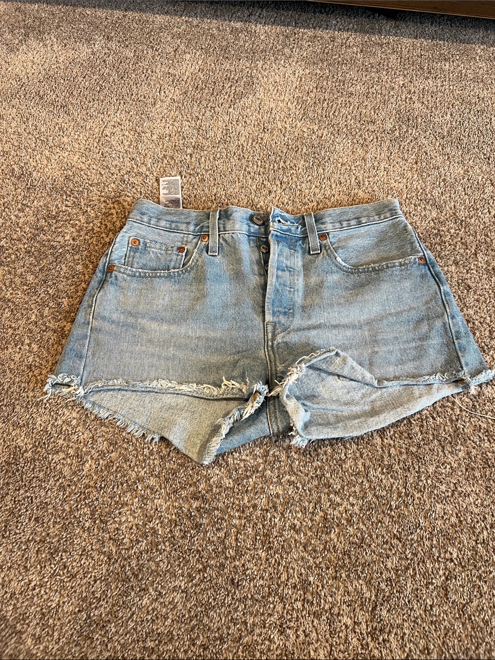 Levi's Light Blue Distressed Denim Cutoff Shorts